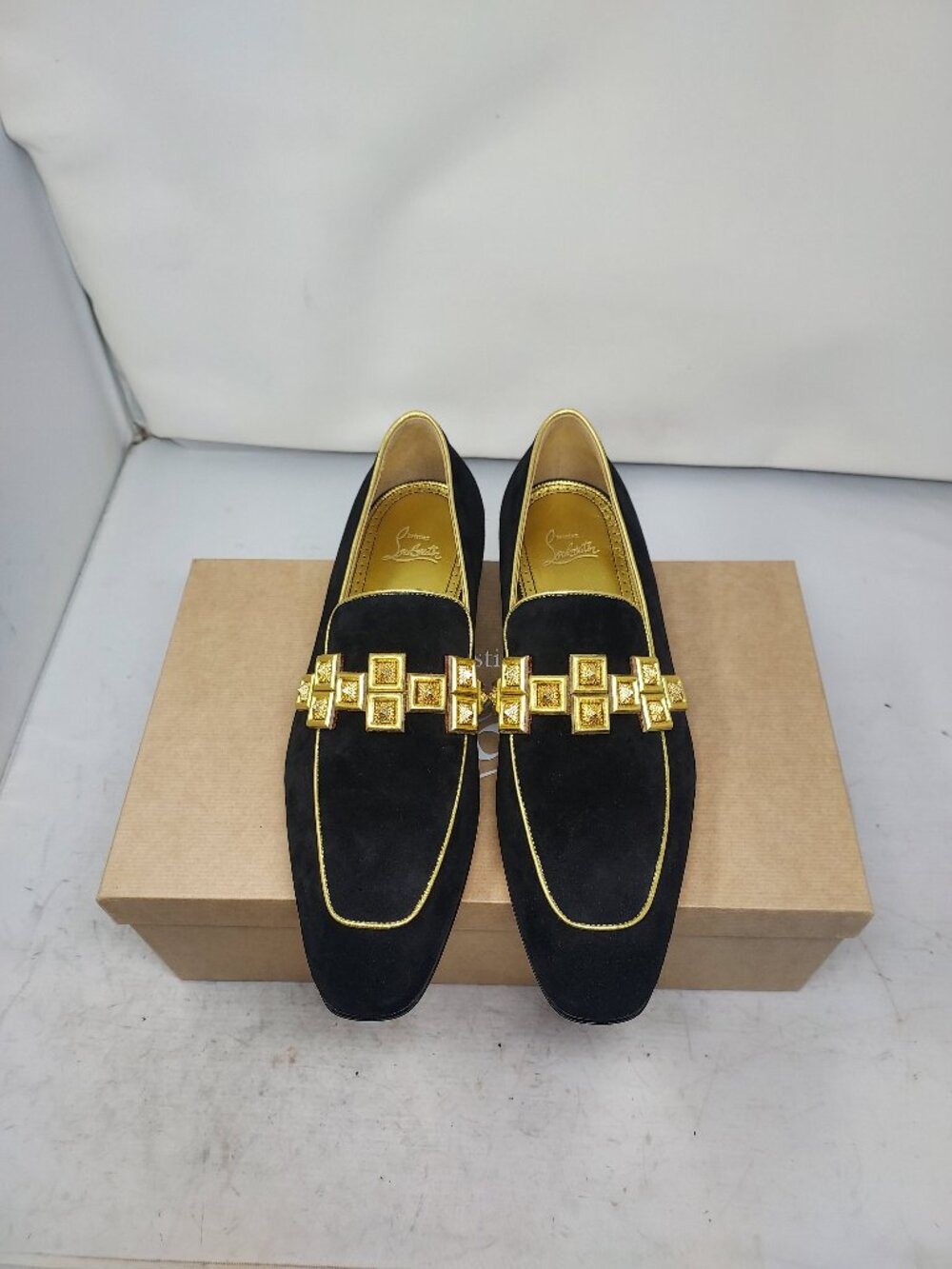 Christian Louboutin MENS Black Gold Night On The Gange Diwali Loafer